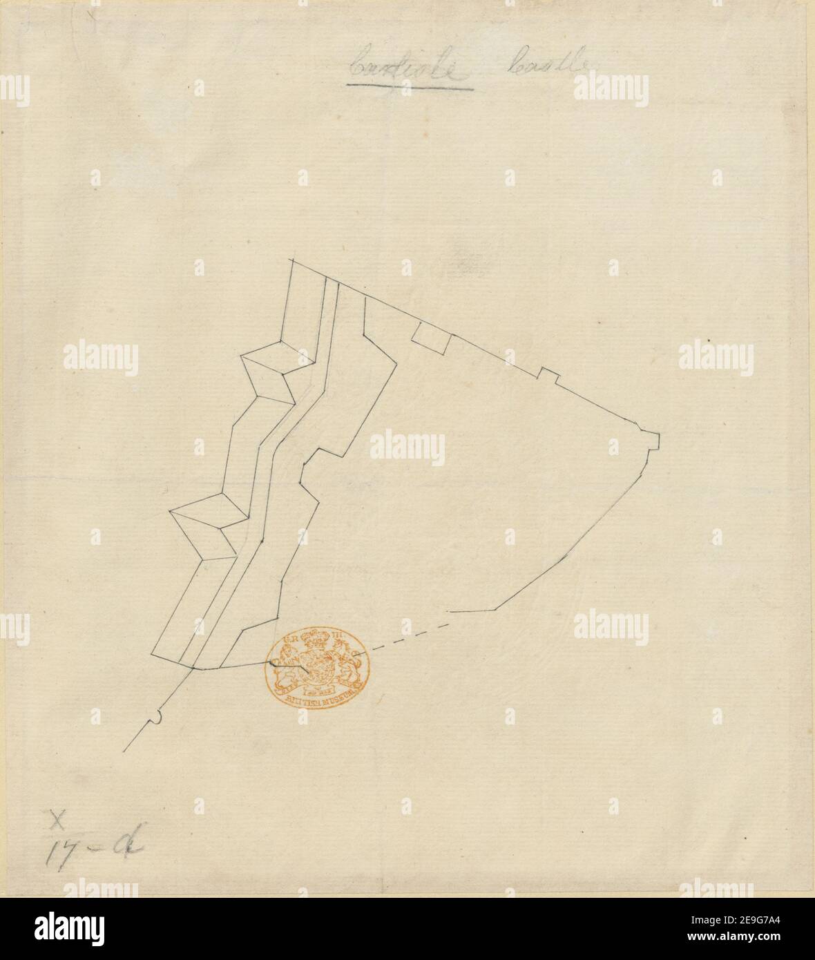 Un profilo delle fortificazioni del Castello di Carlisle . Informazioni sulla mappa: Titolo: [Uno schema delle fortificazioni del Castello di Carlisle]. 10.17.d. Luogo di pubblicazione: [London] Editore: [Tower of London Drawing Room?] Data di pubblicazione: [Circa 1745?] Tipo di articolo: 1 mappa mezzo: Inchiostro su matita dimensioni: 19 x 17 cm ex proprietario: George III, Re di Gran Bretagna, 1738-1820 Foto Stock
