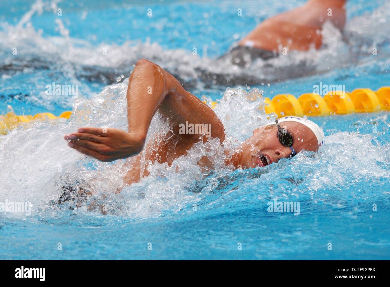 Nicolas Rostoucher in Francia compete su 1500 metri di stile libero maschile durante i campionati europei di nuoto a Budapest, Ungheria, il 3 agosto 2006. Foto di Nicolas Gouhier/Cameleon/ABACAPRESS.COM Foto Stock