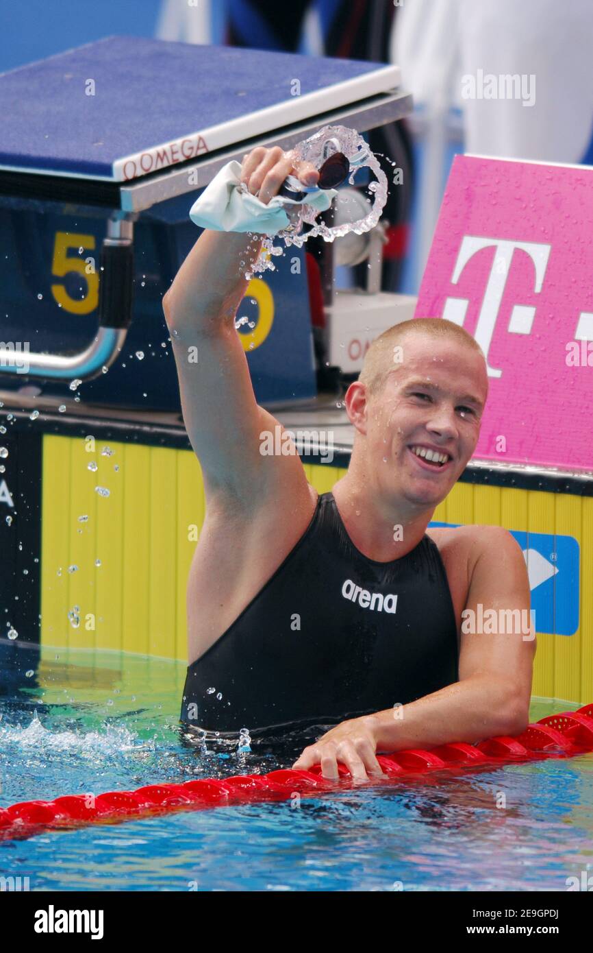 Sebastien Rouault in Francia compete sui 1500 metri di freestyle maschile durante i campionati europei di nuoto a Budapest, Ungheria, il 3 agosto 2006. Foto di Nicolas Gouhier/Cameleon/ABACAPRESS.COM Foto Stock