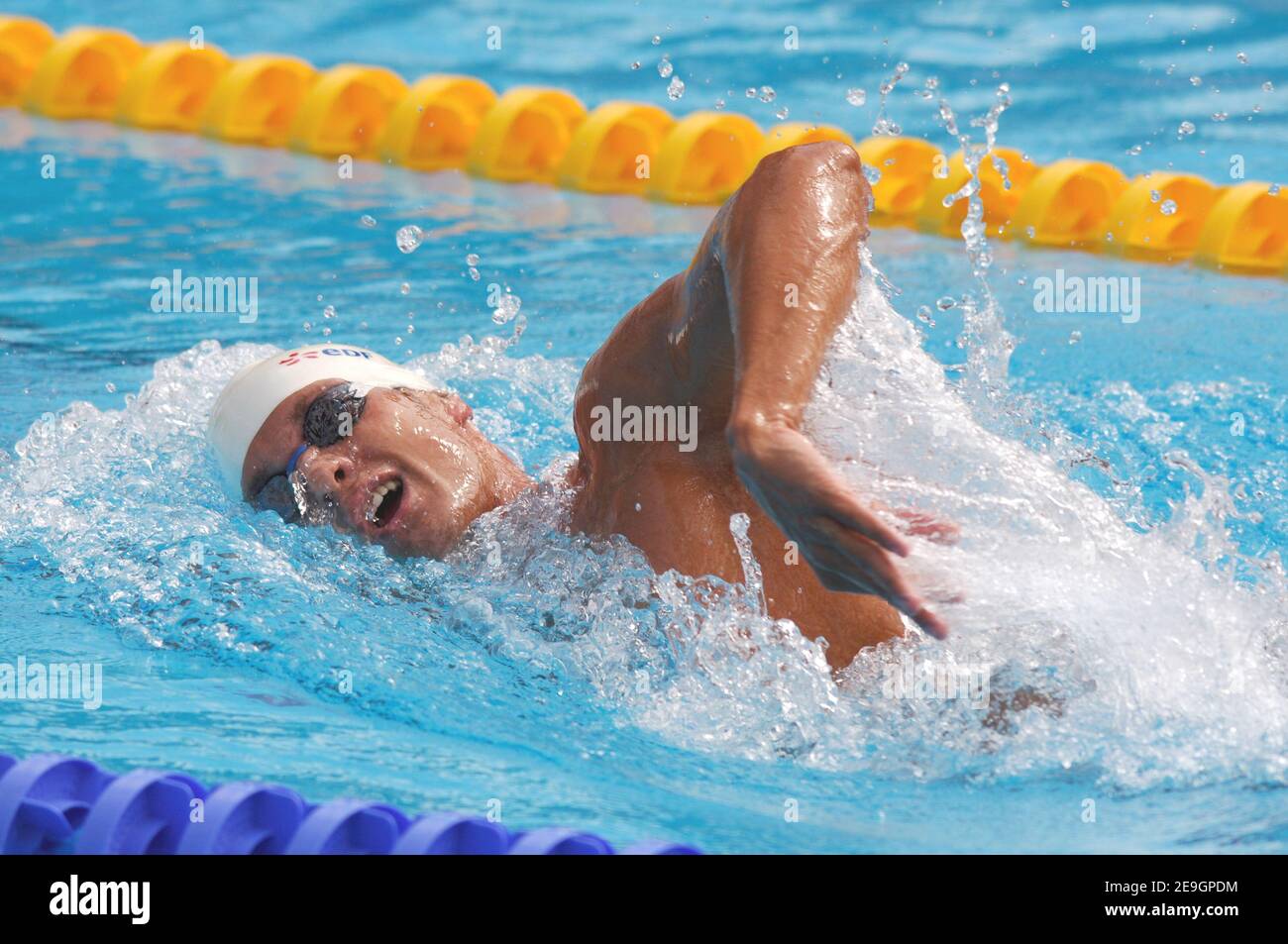 Il francese Guy Noel Schmitt compete sui 1500 metri di freestyle maschile durante i campionati europei di nuoto a Budapest, Ungheria, il 3 agosto 2006. Foto di Nicolas Gouhier/Cameleon/ABACAPRESS.COM Foto Stock
