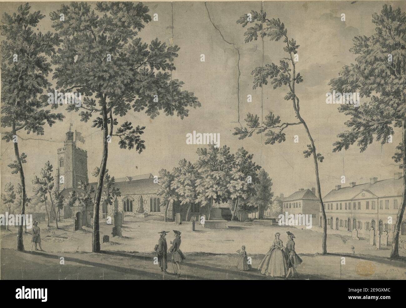 West Ham Abbey Church . Informazioni visive: Titolo: [West Ham Abbey Church]. 13.39.b. Data di pubblicazione: [Circa 1750-1760] tipo di articolo: 1 disegno mezzo: Penna e inchiostro nero con lavaggio monocromatico dimensioni: Foglio 31 x 45.1 cm ex proprietario: George III, Re di Gran Bretagna, 1738-1820 Foto Stock