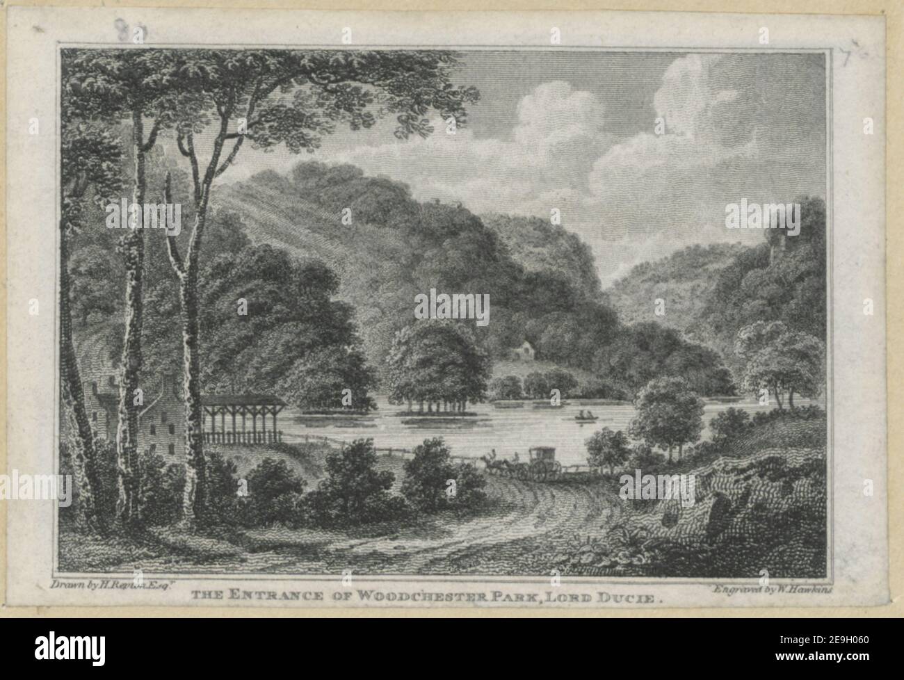 L'INGRESSO DEL WOODCHESTER PARK, LORD DUCIE. Autore Hawkins, W. 13.80. Luogo di pubblicazione: [Inghilterra] Editore: [Editore non identificato] Data di pubblicazione: [Circa 1809] tipo di articolo: 1 stampa mezzo di stampa: Incisione dimensioni: Foglio 7.2 x 10.7 cm ex proprietario: George III, Re di Gran Bretagna, 1738-1820 Foto Stock