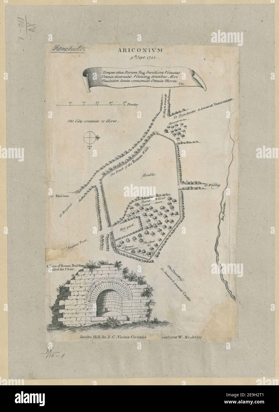 ARCONIVM 9. Settembre 1721. Autore Stukeley, William 15.110.1. Luogo di pubblicazione: [London] Editore: [William Stukeley] Data di pubblicazione: [1724] tipo di articolo: 1 mappa supporto: Incisione su copperplate dimensioni: 26.7 x 17.1 cm ex proprietario: George III, Re di Gran Bretagna, 1738-1820 Foto Stock