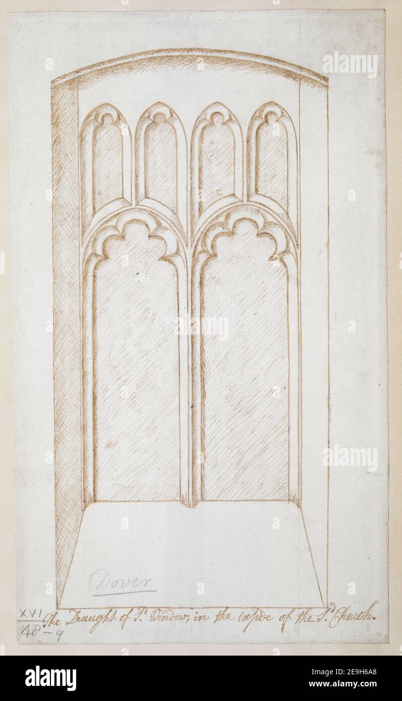 Bozza di voi finestra dentro di voi Chiesa. Autrice Chambers, Robert 16.48.q. Data di pubblicazione: [1773] tipo di articolo: 1 disegno mezzo: Penna e inchiostro marrone dimensioni: Foglio 30.1 x 17.8 cm ex proprietario: George III, Re di Gran Bretagna, 1738-1820 Foto Stock