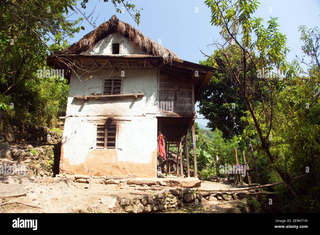 Bella casa in Nepal, valle Khumbu, Solukhumbu, Nepal Himalaya Foto Stock