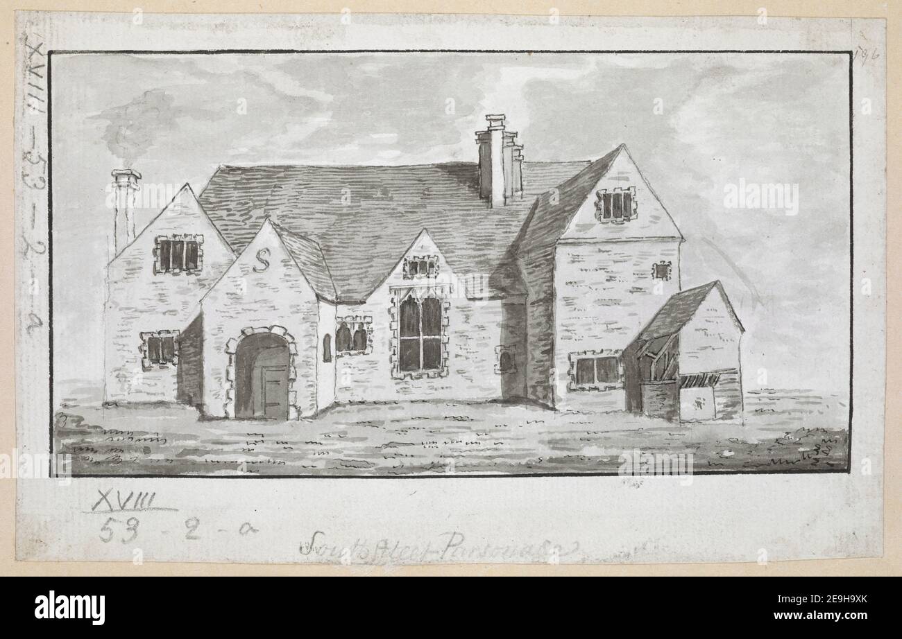 Southfleet Parsonage. Informazioni visive: Titolo: Southfleet Parsonage. 18.53.2.a. Data di pubblicazione: [Circa 1760-1790] tipo di articolo: 1 disegno mezzo: Penna e inchiostro nero con lavaggio monocromatico dimensioni: Foglio 11.2 x 17.7 cm ex proprietario: George III, Re di Gran Bretagna, 1738-1820 Foto Stock