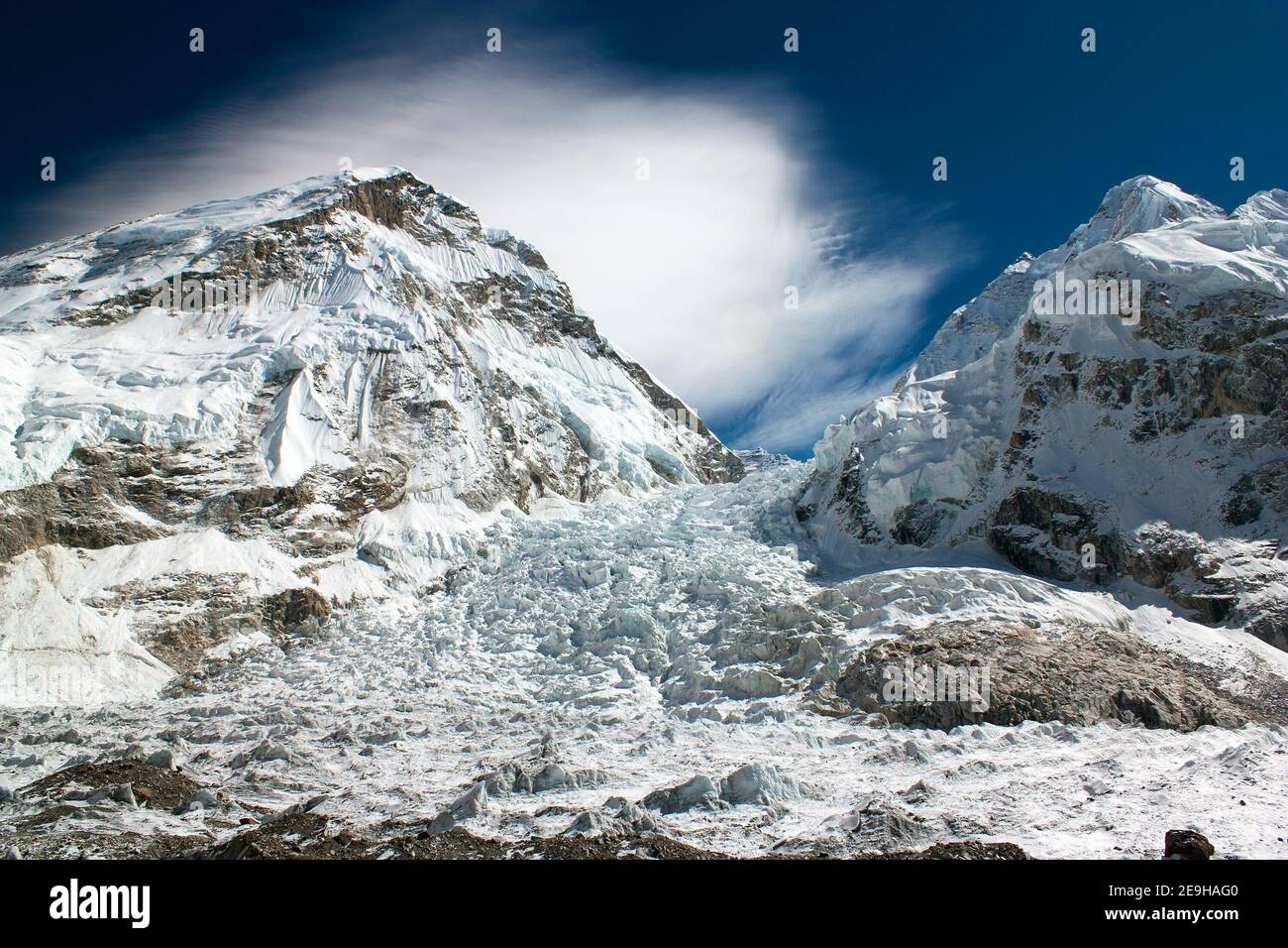 cascata di ghiaccio khumbu da everest a.c. Foto Stock