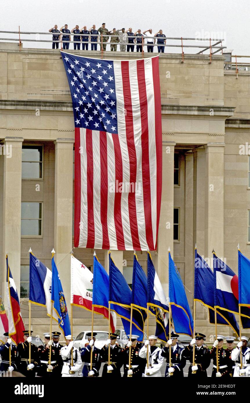 Cerimonia per commemorare l'attentato terroristico del 11 settembre al Pentagono Foto Stock