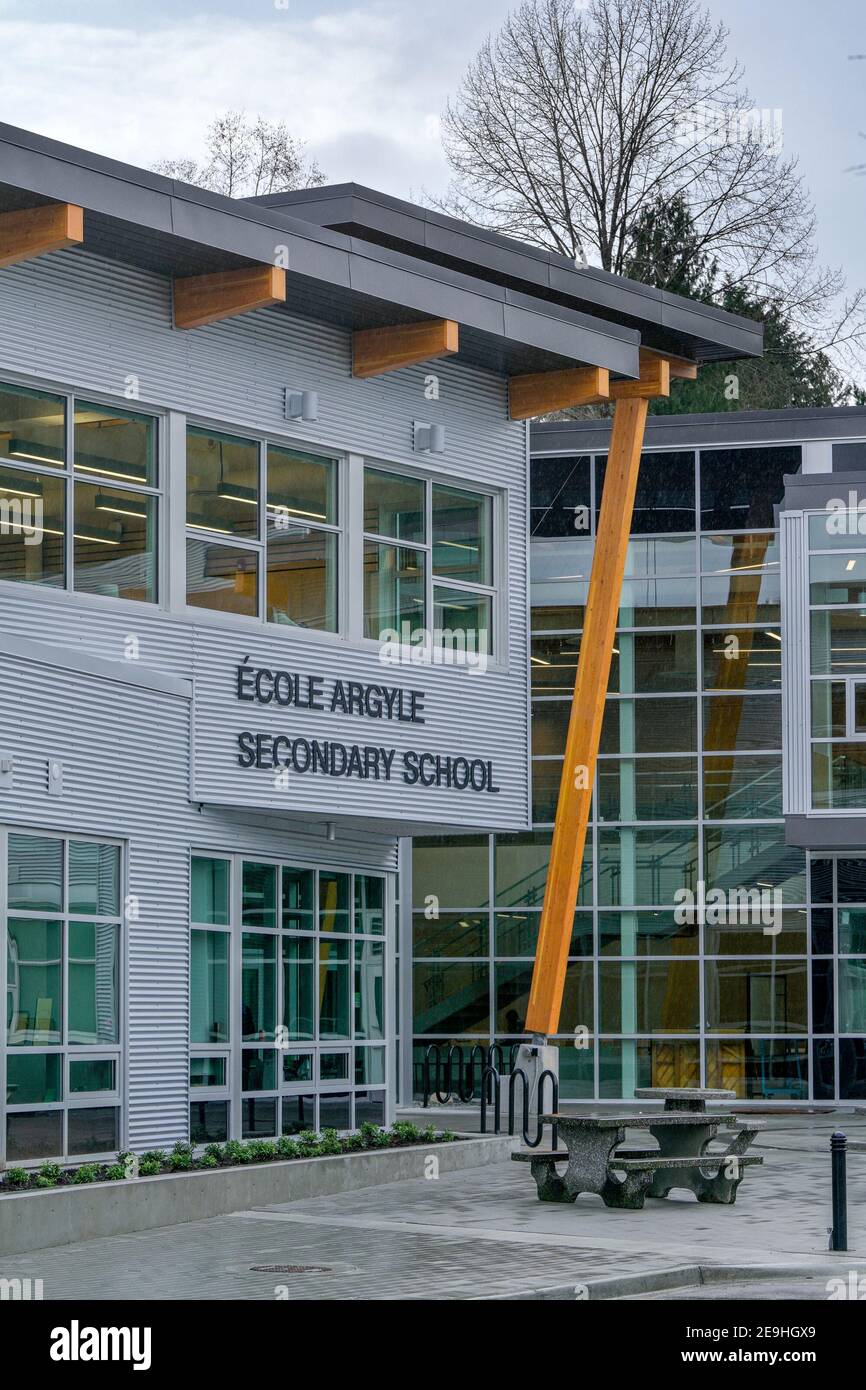 Scuola secondaria Ecole Argyle, North Vancouver, British Columbia, Canada Foto Stock