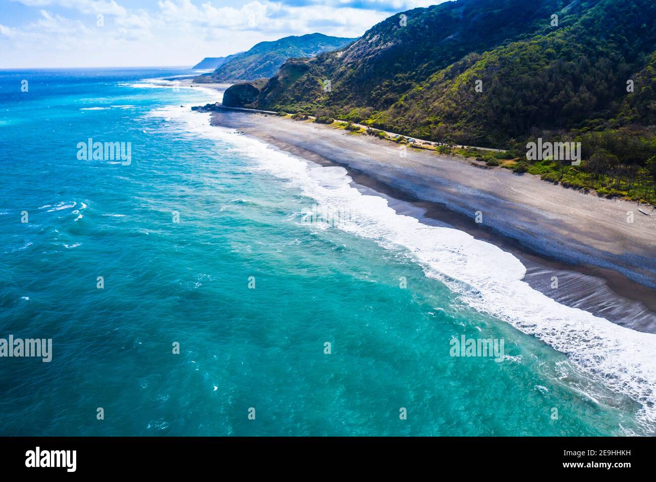 Vista aerea della costa orientale di Taiwan (Oceano Pacifico) Foto Stock