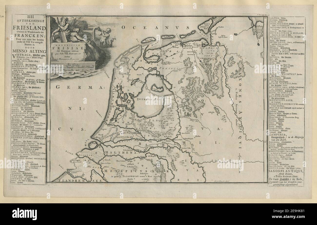 Descrizione Frisiae autore Alting, Menso 3.92.iv. Luogo di pubblicazione: [Amsterdam] Editore: [F. Halma]., Data di pubblicazione: [1718] tipo di articolo: 1 mappa supporto: Incisione su copperplate dimensioni: 31.4 x 40.8 cm ex proprietario: George III, Re di Gran Bretagna, 1738-1820 Foto Stock