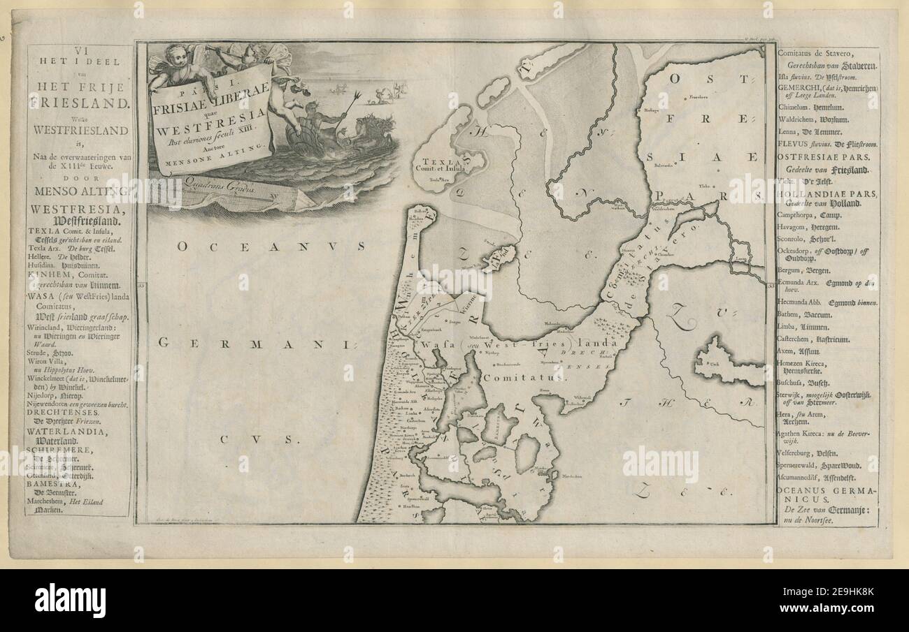 P. I. Frisiae Liberae autore Alting, Menso 3.92.ii. Luogo di pubblicazione: [Amsterdam] Editore: [F. Halma]., Data di pubblicazione: [1718] tipo di articolo: 1 mappa supporto: Incisione su copperplate dimensioni: 31.4 x 40.2 cm ex proprietario: George III, Re di Gran Bretagna, 1738-1820 Foto Stock