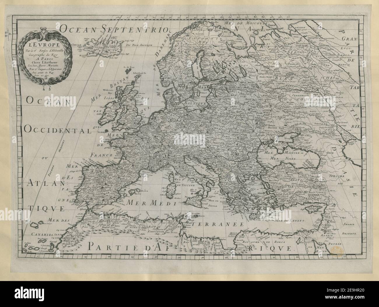 L'Europe, par le Sr Sanson. Informazioni sulla mappa: Titolo: L'Europe, par le Sr Sanson. 4.66. Ex proprietario: Giorgio III, re di Gran Bretagna, 1738-1820 Foto Stock