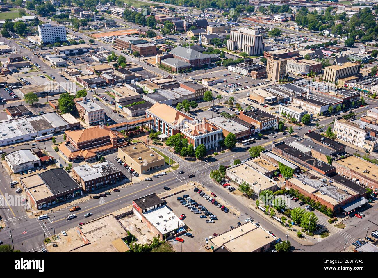 Tuscaloosa Alabama, centro città, vista aerea dal soffitto quartiere degli affari, Foto Stock