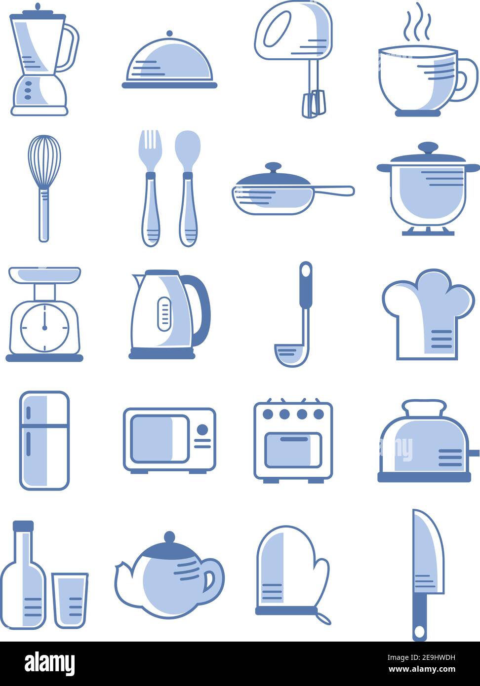 Elettrodomestici da cucina, illustrazione, vettore su sfondo bianco. Illustrazione Vettoriale