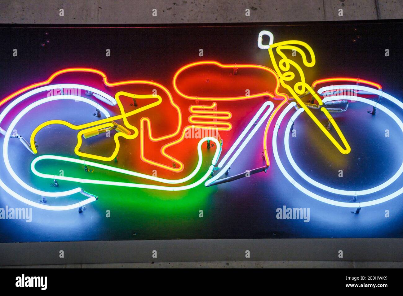 Birmingham, Alabama, Barber Vintage Motorsports Museum, collezione motociclistica, cartello al neon a forma di neon, Foto Stock
