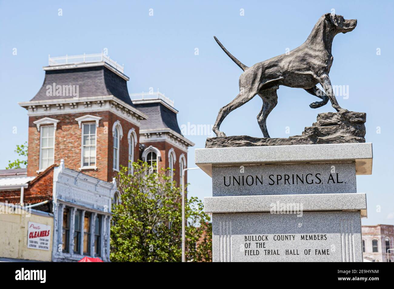 Alabama Union Springs Prairie Street uccello cane statua, Field Trial capitale del mondo Foto Stock