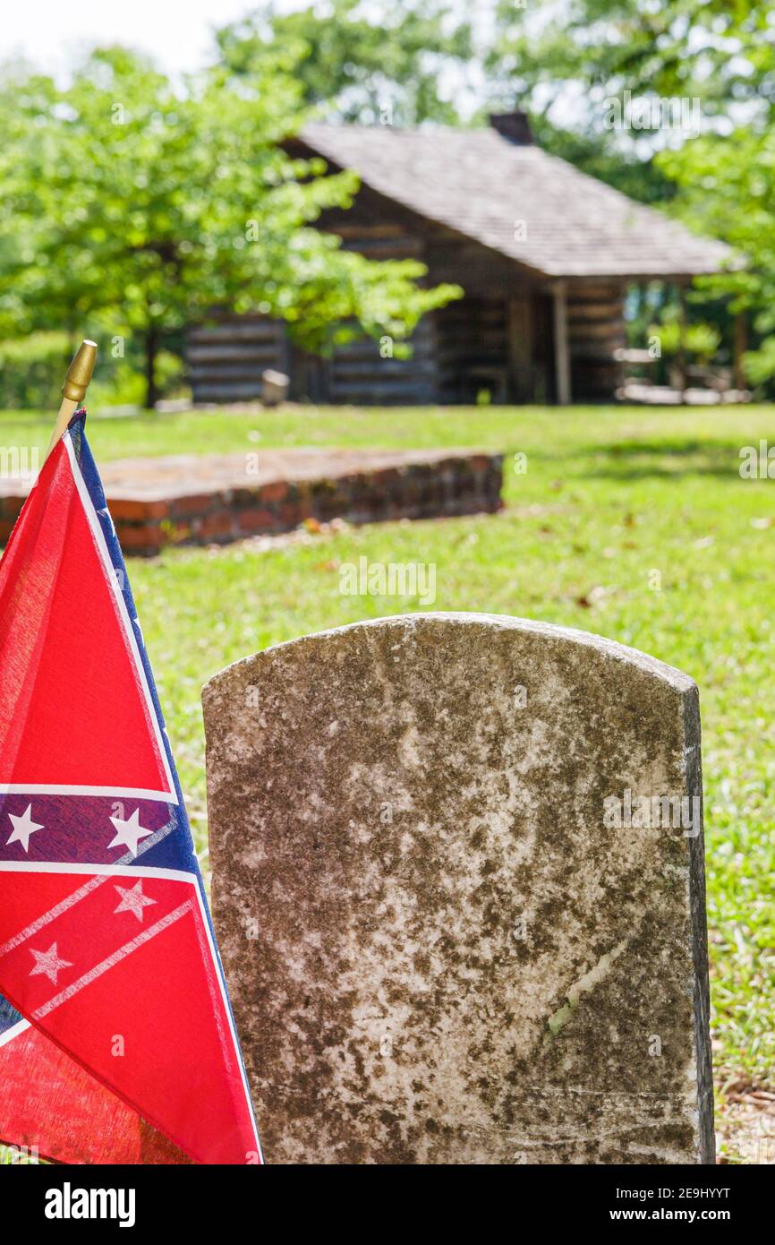 Alabama Union Springs Prairie Street, Old City Cemetery Confederate soldato tomba bandiera lapidi, Foto Stock