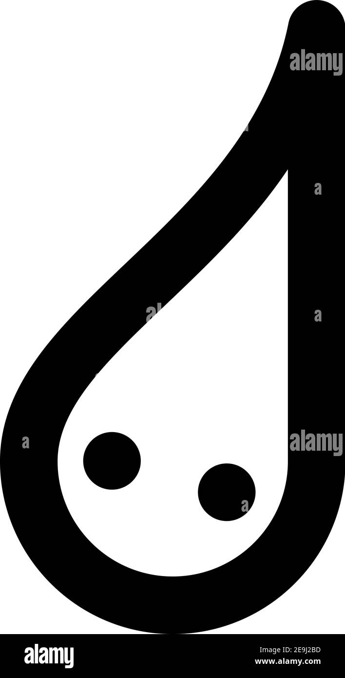 Goccia bianca con contorno nero e due punti neri, illustrazione, vettore su sfondo bianco. Illustrazione Vettoriale