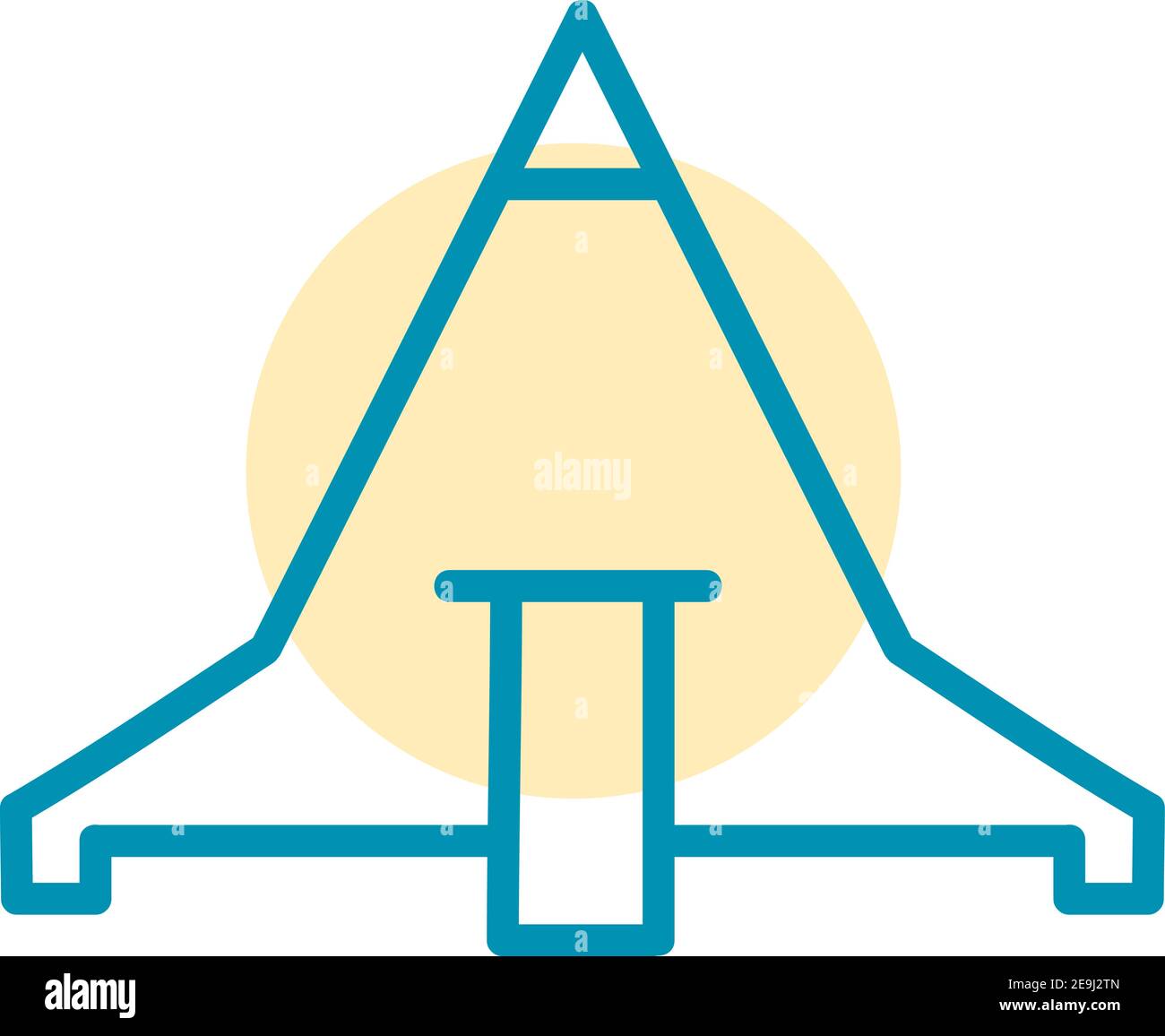 Razzo spaziale triangolare, illustrazione, vettore su sfondo bianco. Illustrazione Vettoriale
