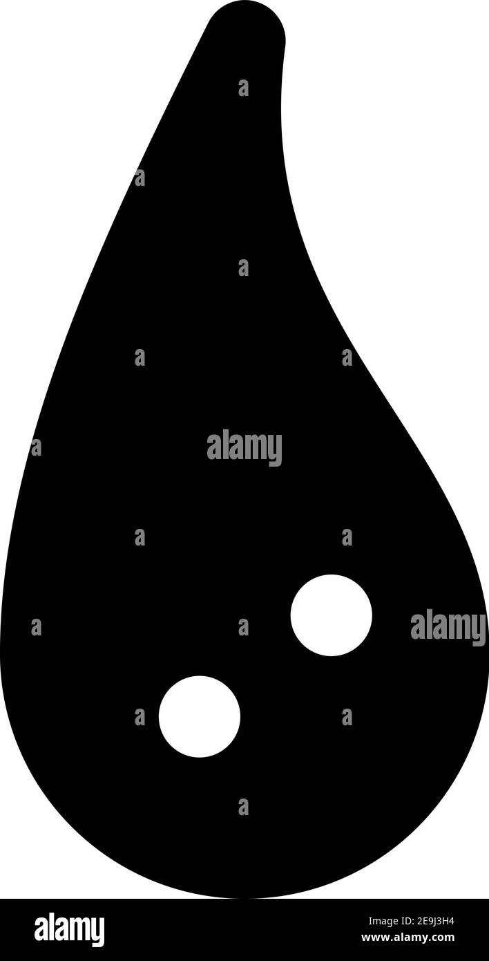 Goccia nera con due piccoli punti bianchi, illustrazione, vettore su sfondo bianco. Illustrazione Vettoriale
