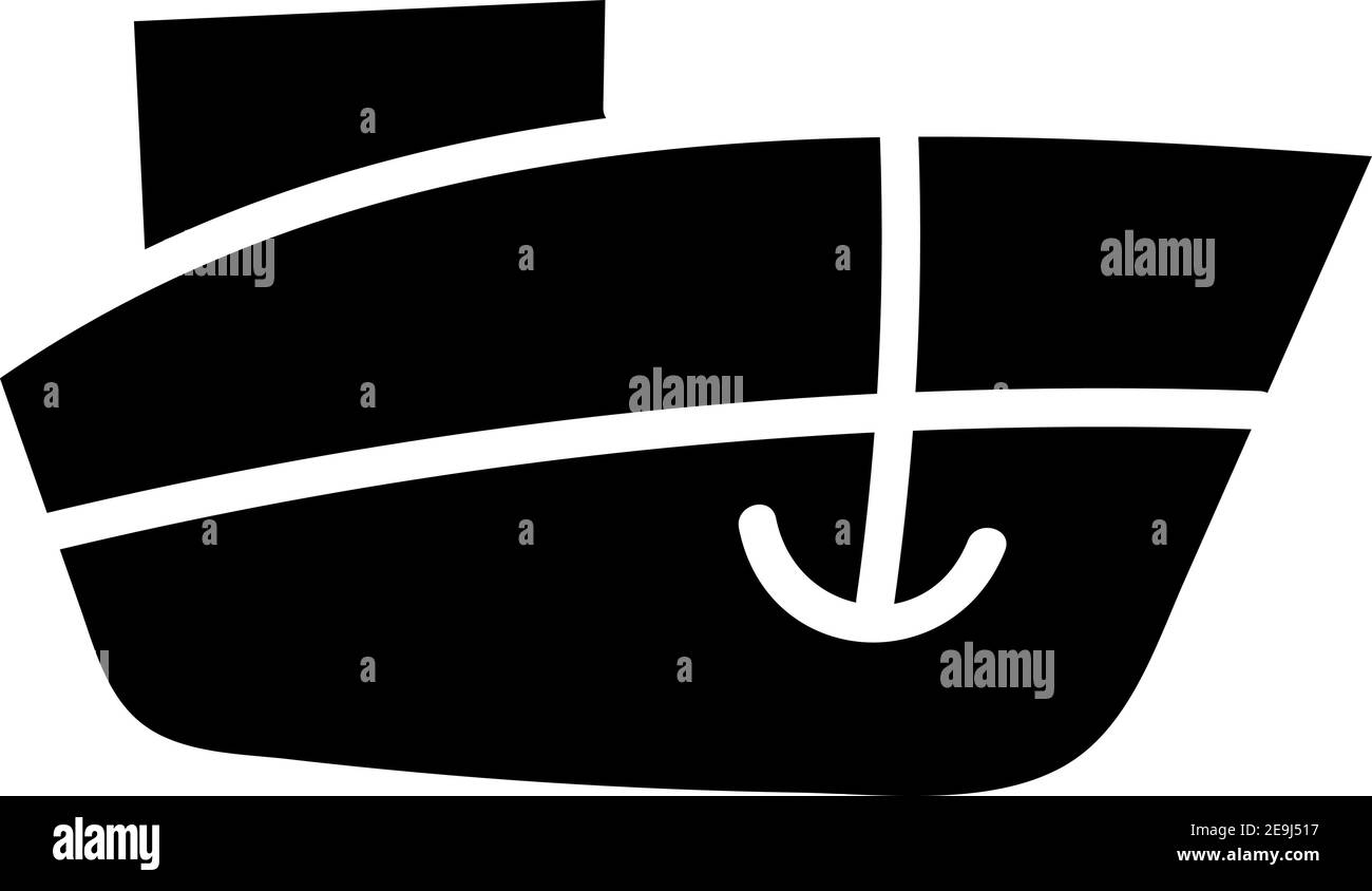 Nave nera con ancora, illustrazione, vettore su sfondo bianco. Illustrazione Vettoriale