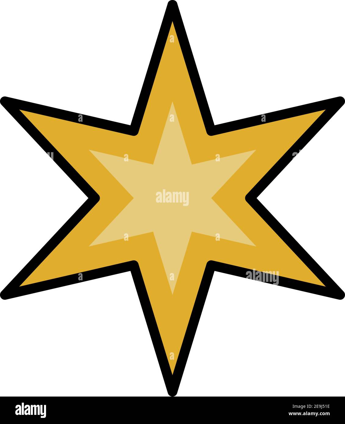 Stella dorata con sei raggi, illustrazione, vettore su sfondo bianco. Illustrazione Vettoriale