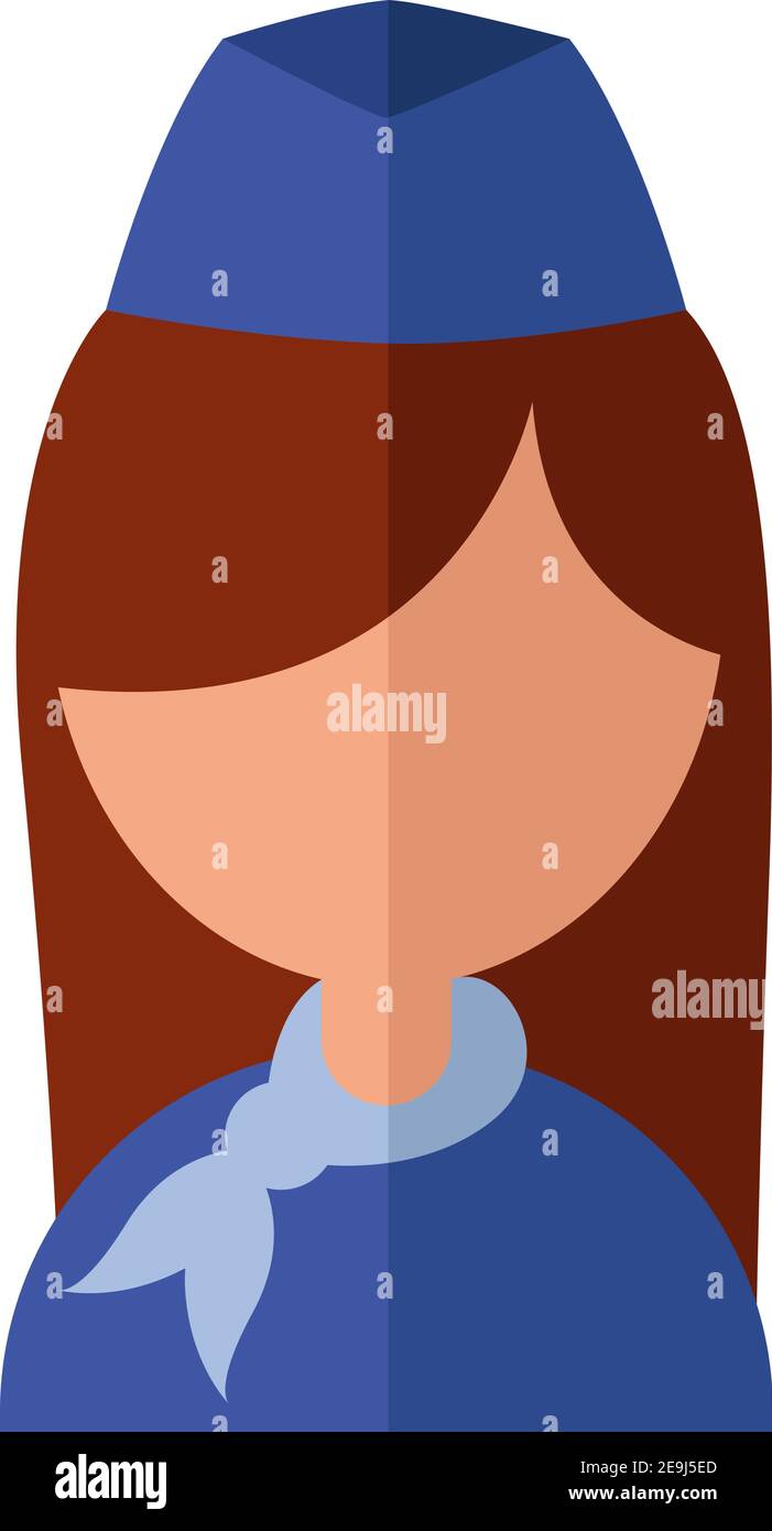 Assistente di volo, illustrazione, vettore su sfondo bianco. Illustrazione Vettoriale