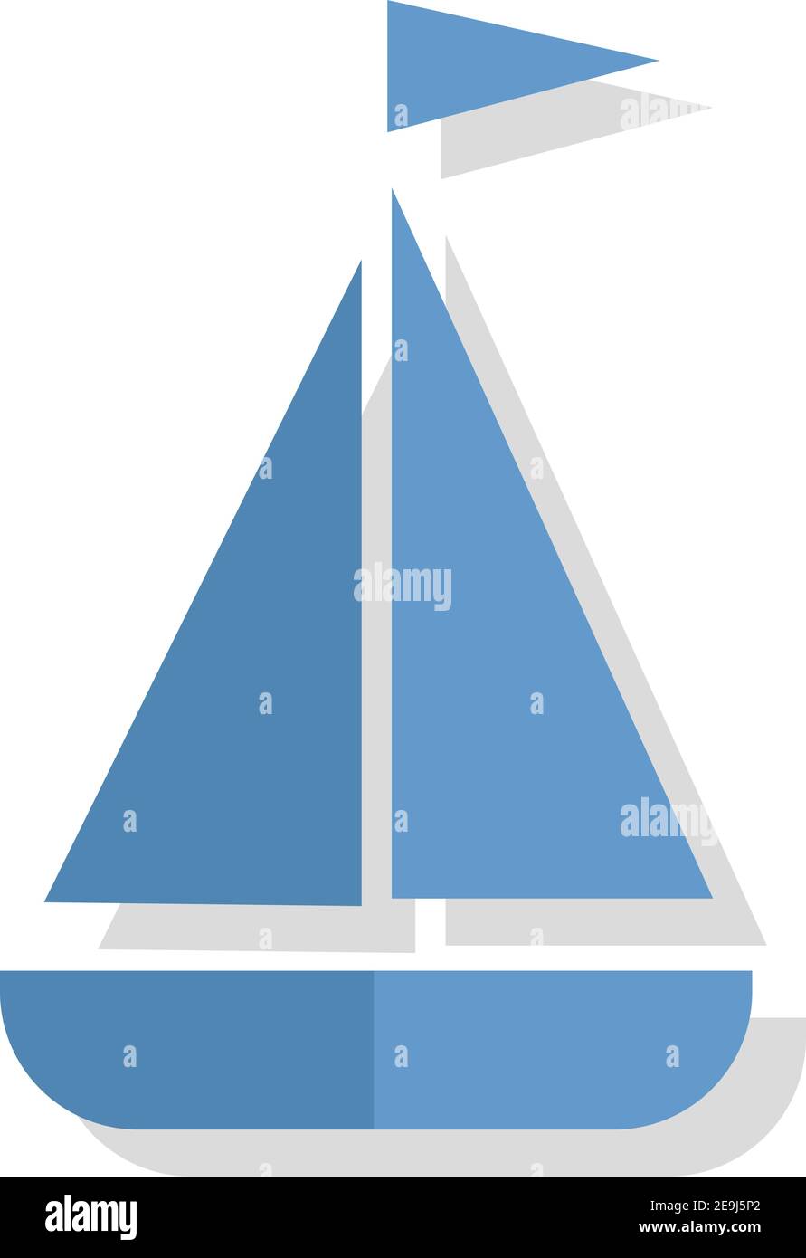 Barca blu, illustrazione vettore su sfondo bianco. Illustrazione Vettoriale