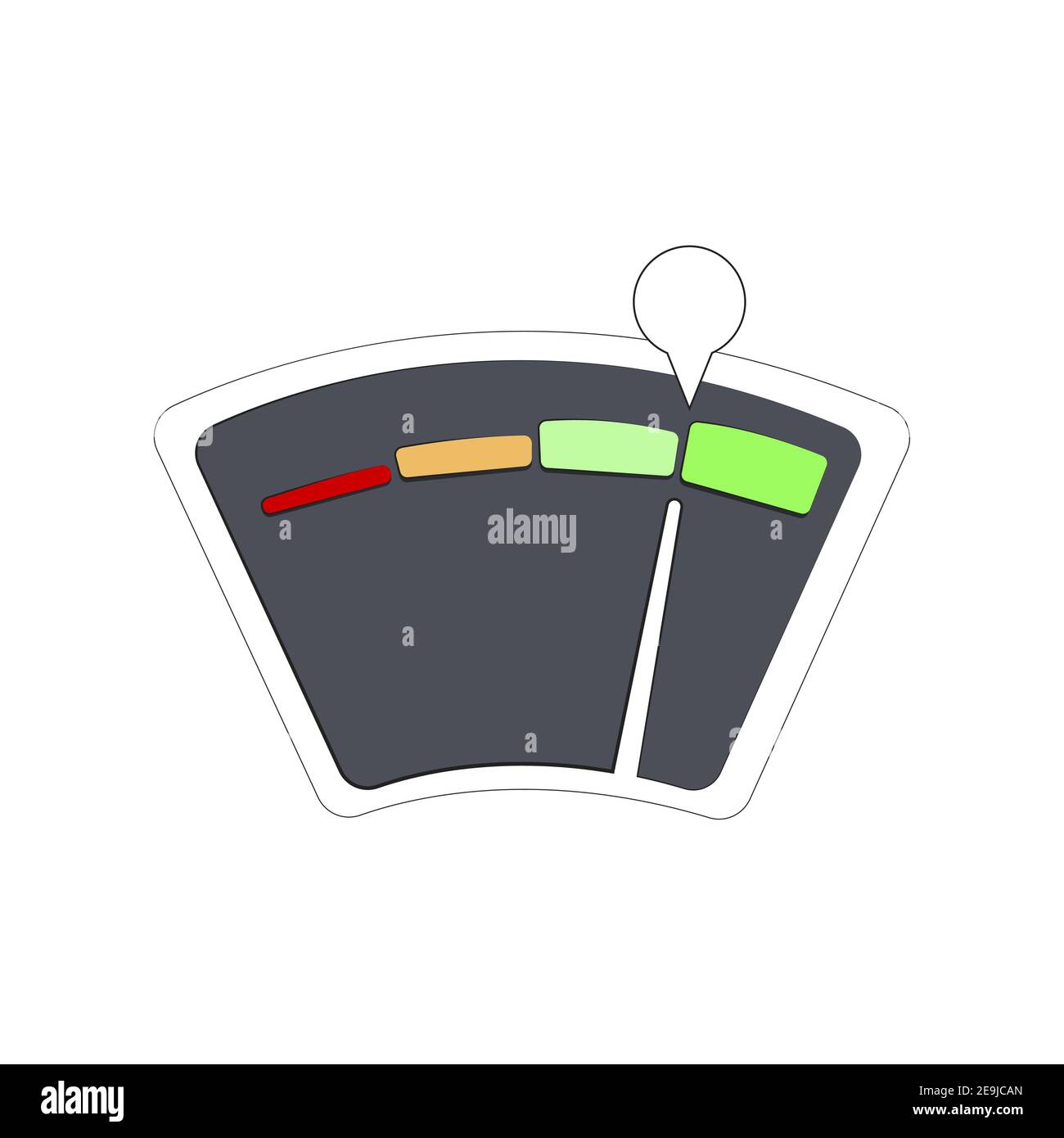 Strumento finance guage per l'applicazione di banca di credito. Indicatore vettoriale livello di punteggio, misurazione delle possibilità finanziarie dei clienti illustrazione Illustrazione Vettoriale