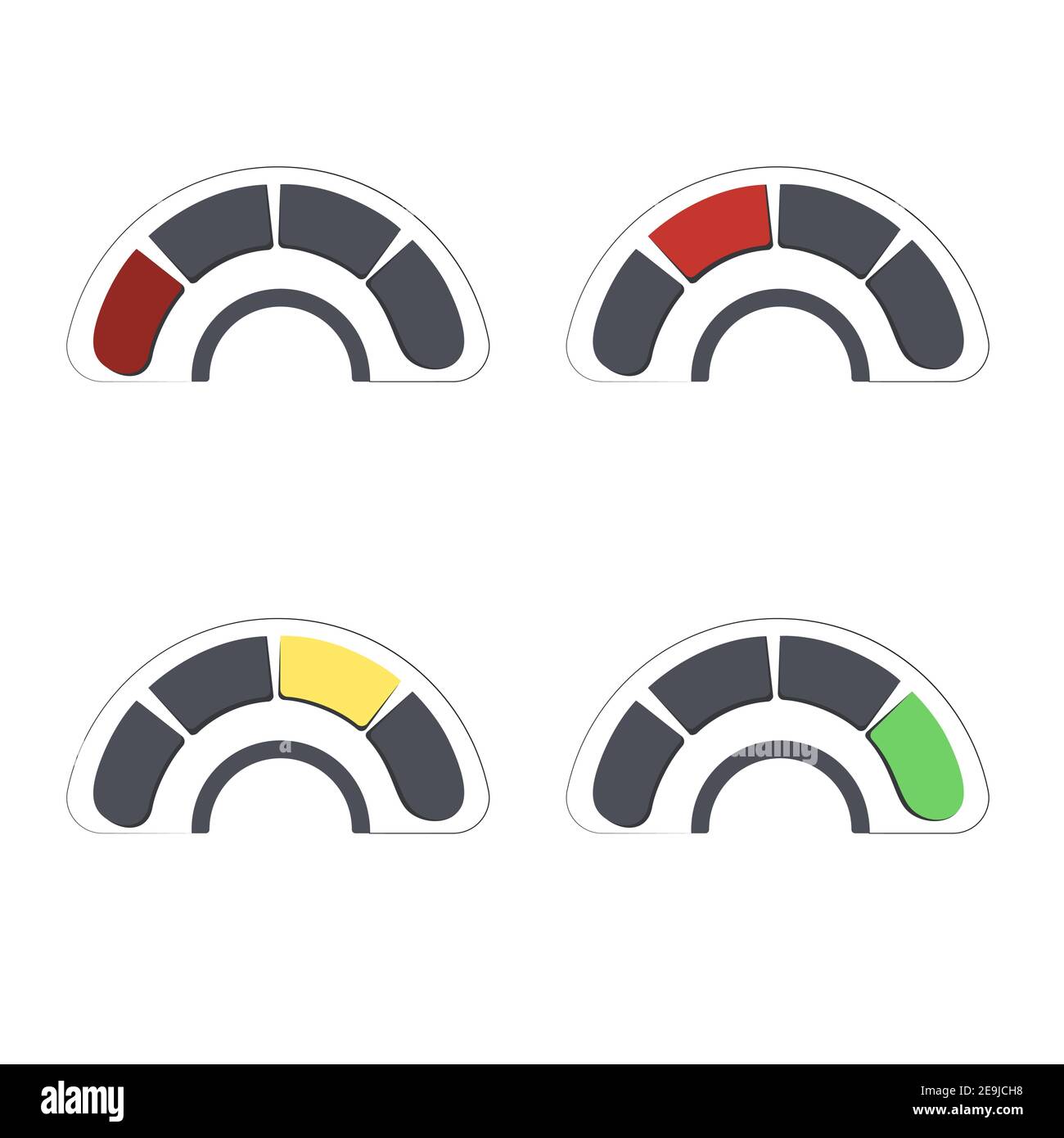 Insieme di punteggio di credito cattivo normale e bene. Indicatore punteggio cattivo rating, buon e scarso tasso per ottenere il prestito, eccellente marchio di rischio di credito. Illustrazione vettoriale Illustrazione Vettoriale
