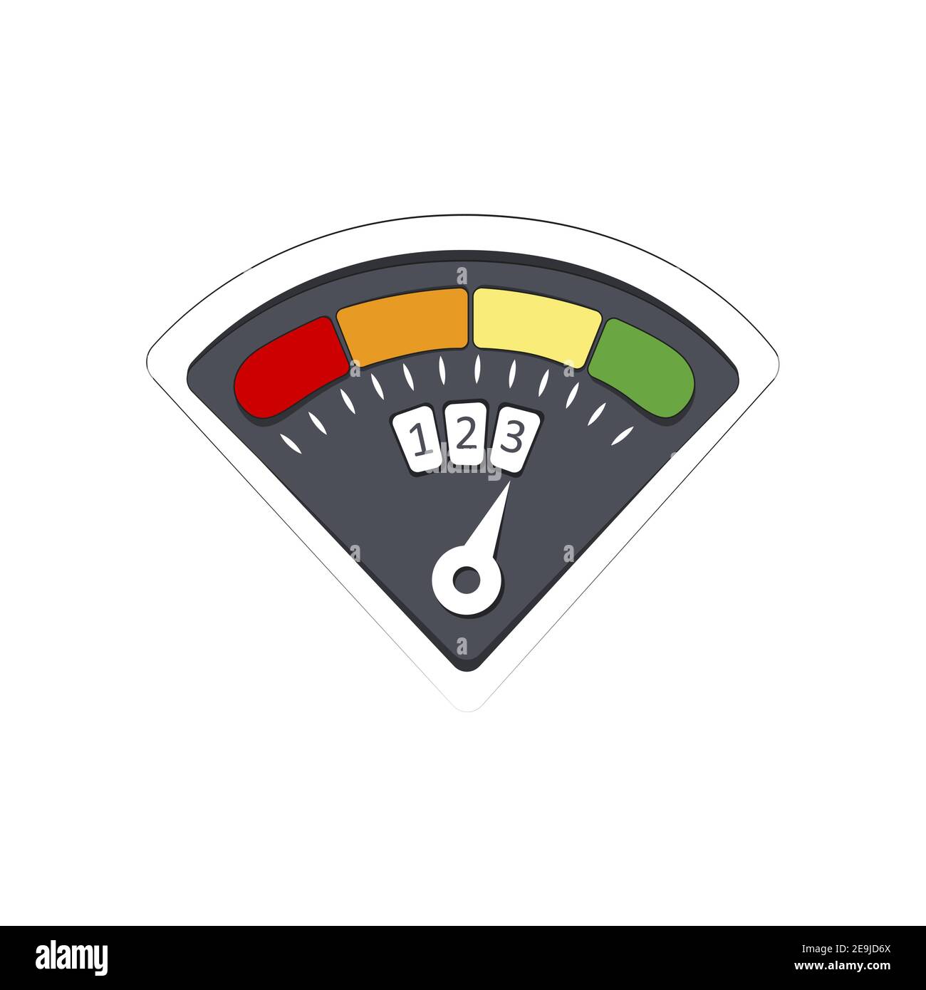 Indicatore di credito infografica, tasso di finanziamento buono, punteggio di alto livello, indicatore per segnalare la valutazione del cliente, illustrazione vettoriale. Interfaccia di soddisfazione del rating Illustrazione Vettoriale