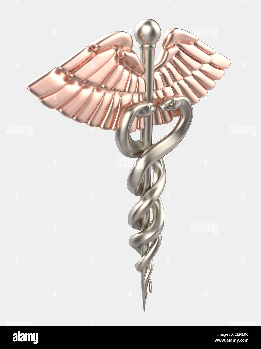 Caduceo. Simbolo della medicina isolato sullo sfondo. Ideale per pubblicazioni o stampe di grandi dimensioni. rendering 3d - illustrazione Foto Stock