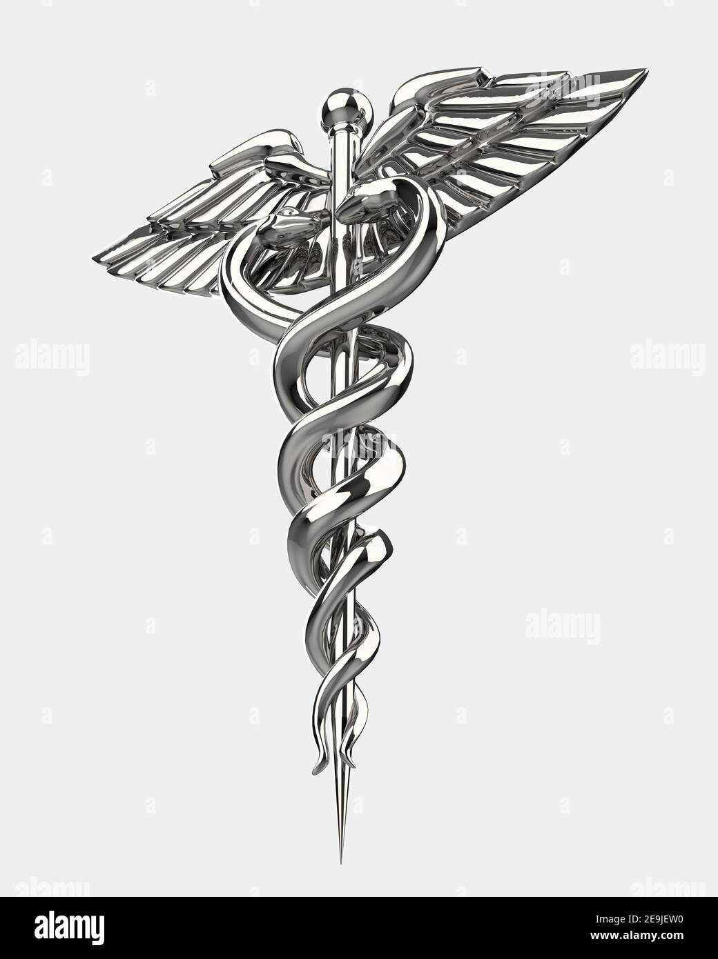 Caduceo. Simbolo della medicina isolato sullo sfondo. Ideale per pubblicazioni o stampe di grandi dimensioni. rendering 3d - illustrazione Foto Stock