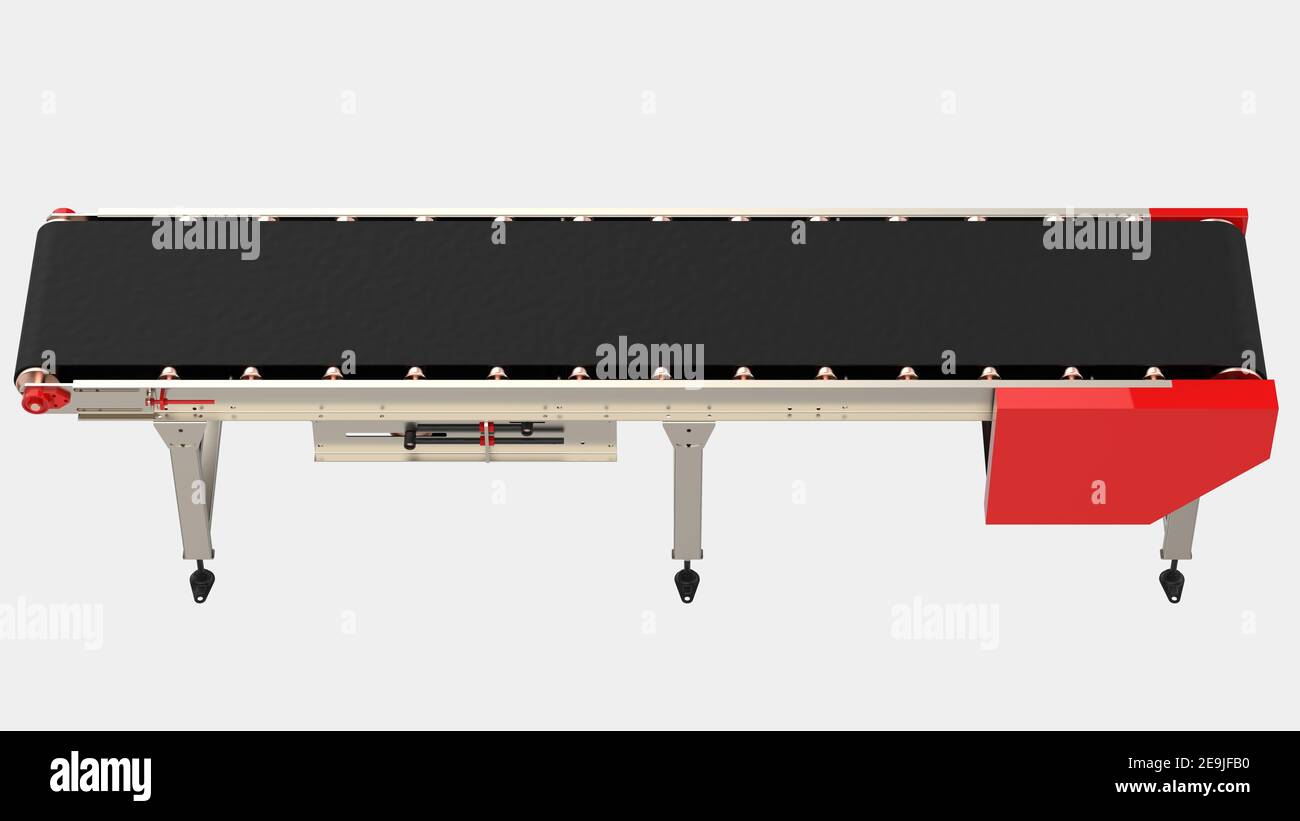 Nastro trasportatore vuoto isolato sullo sfondo. rendering 3d - illustrazione Foto Stock