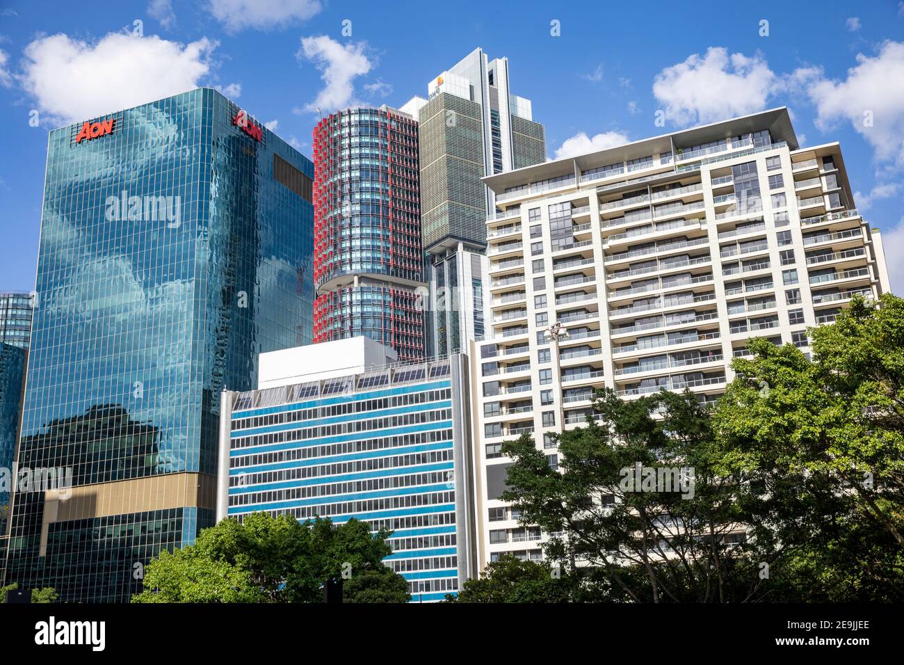 Grattacieli australiani a Barangaroo, nel centro di Sydney, design architettonico, Sydney, Australia Foto Stock
