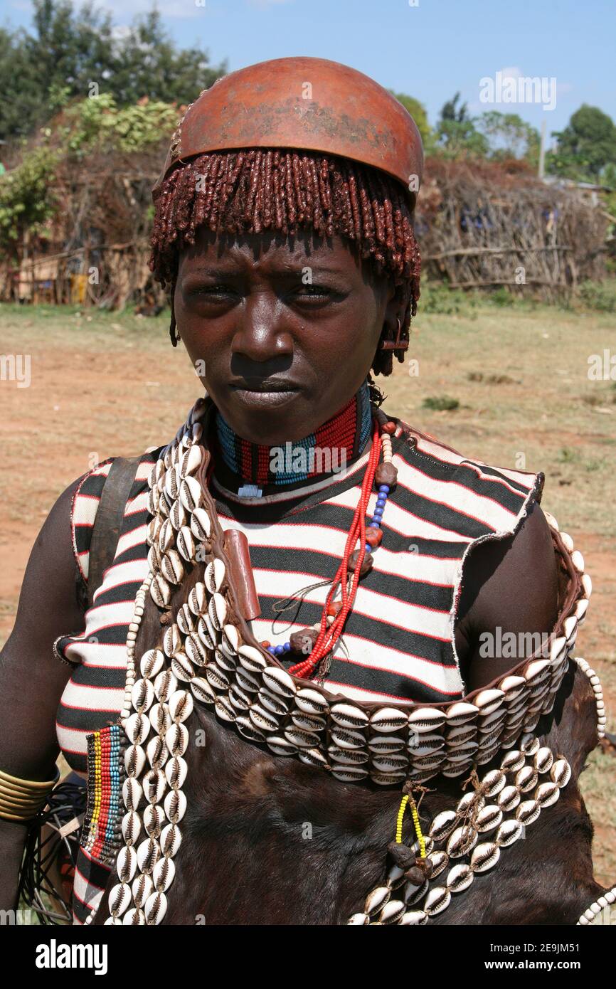 Banna Tribe Donna, Key Afer, Etiopia Foto Stock