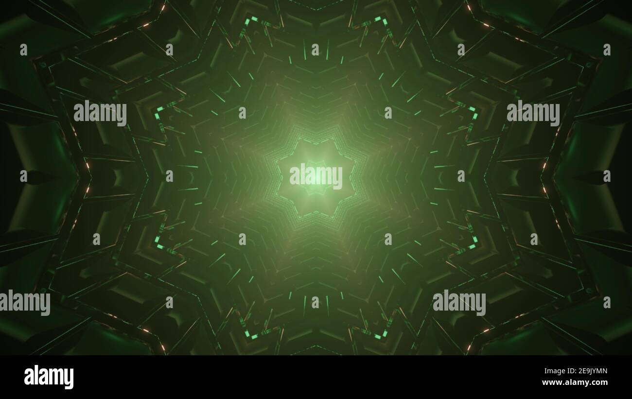 Illustrazione 3D dell'ornamento a forma di stella verde Foto Stock