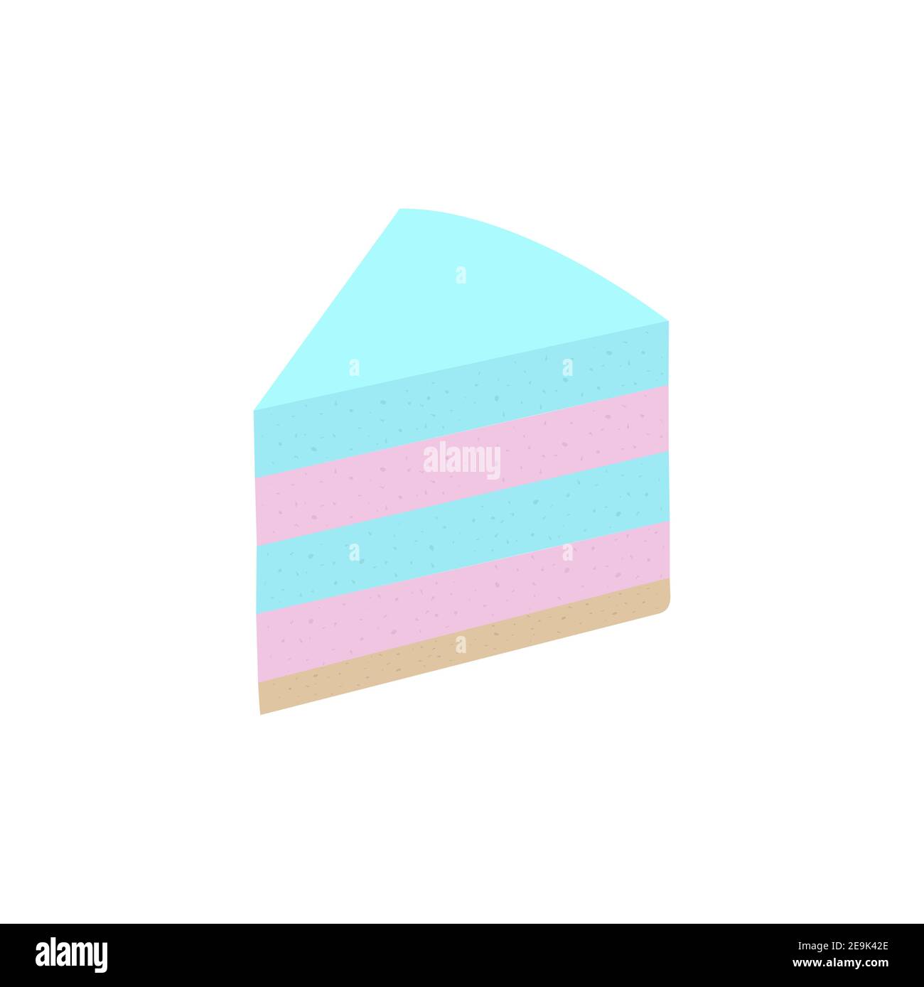 Fetta di torta, dessert nuziale, rosa e blu. Icona ghiaccio in alto - Buon compleanno. Illustrazione vettoriale. Cucina, pasticceria, torta, crostata, Illustrazione Vettoriale