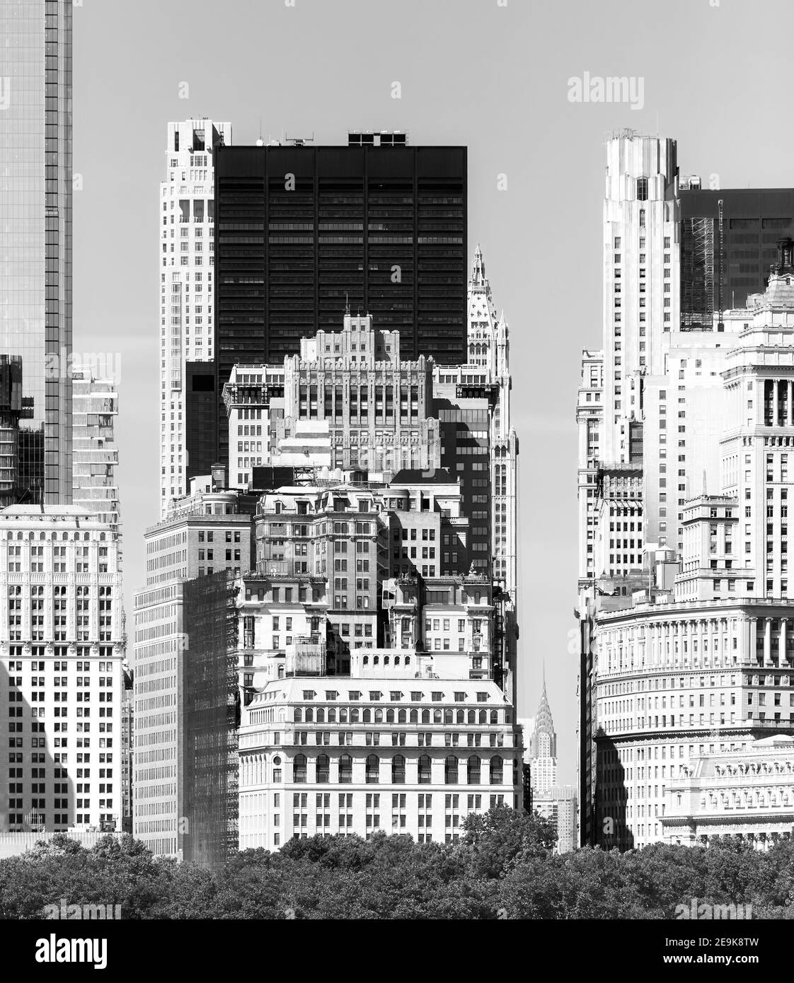 Immagine in bianco e nero della diversa architettura di Manhattan, New York City, USA. Foto Stock