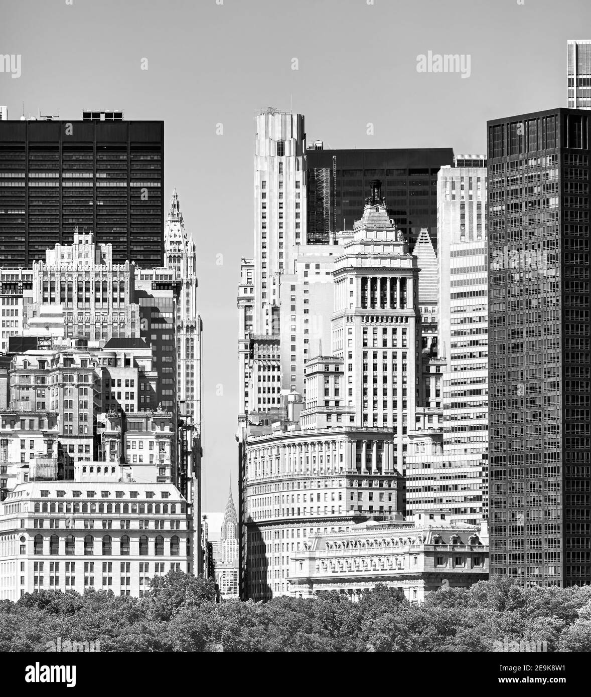 Immagine in bianco e nero della diversa architettura di Manhattan, New York City, USA. Foto Stock