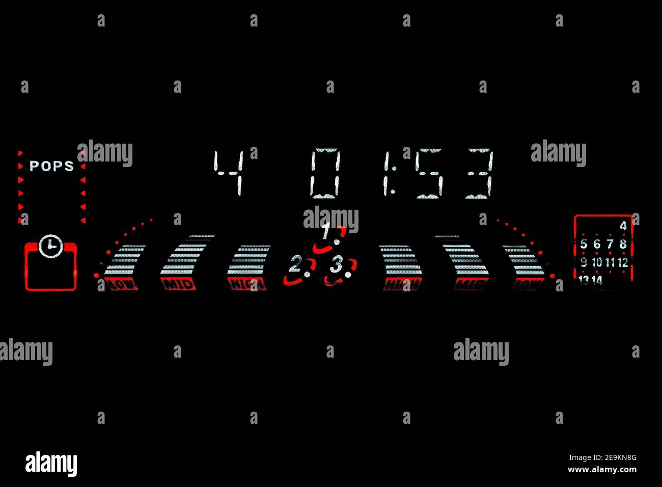Dettaglio del lettore musicale che mostra il tempo trascorso e l'equalizzatore Foto Stock