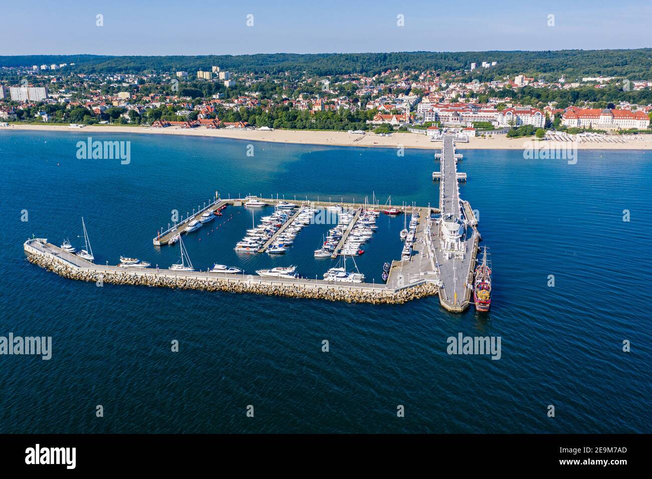 Marina e molo in Sopot vista aerea Foto Stock