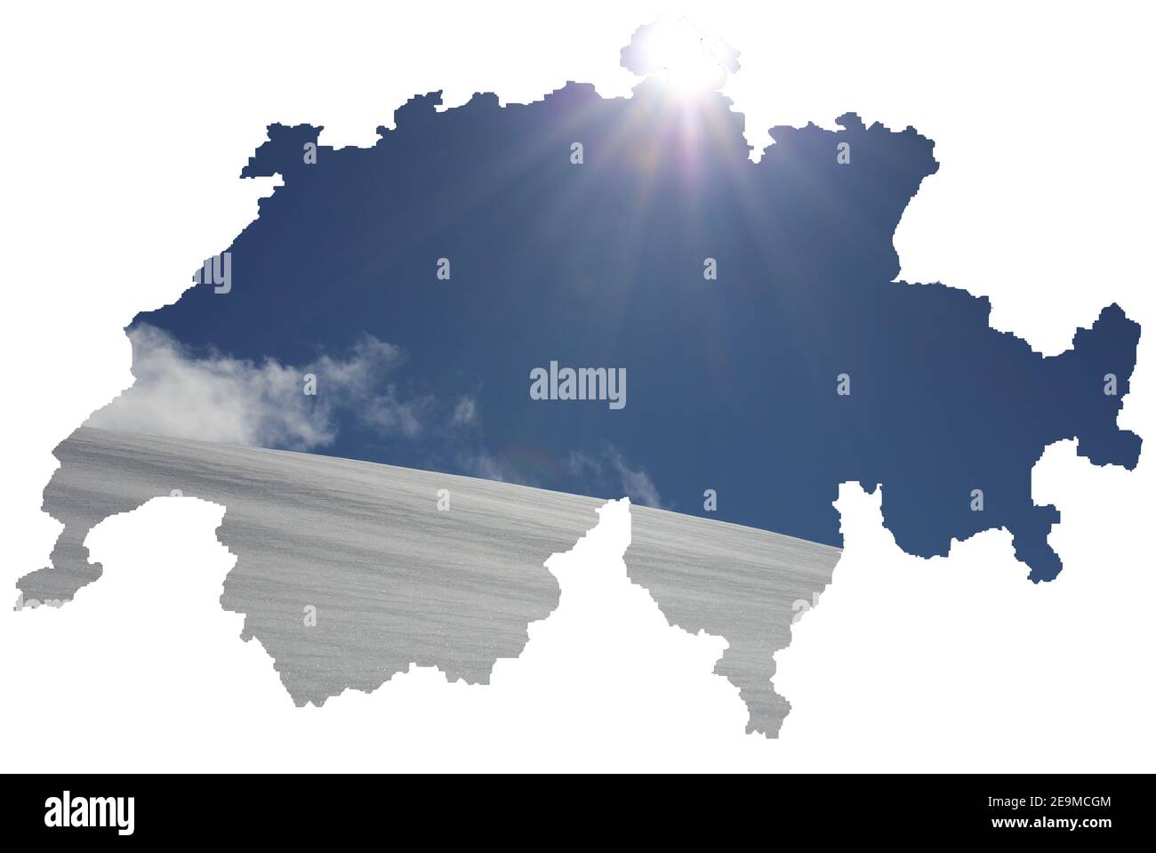 Mappa della Svizzera con tema invernale Foto Stock