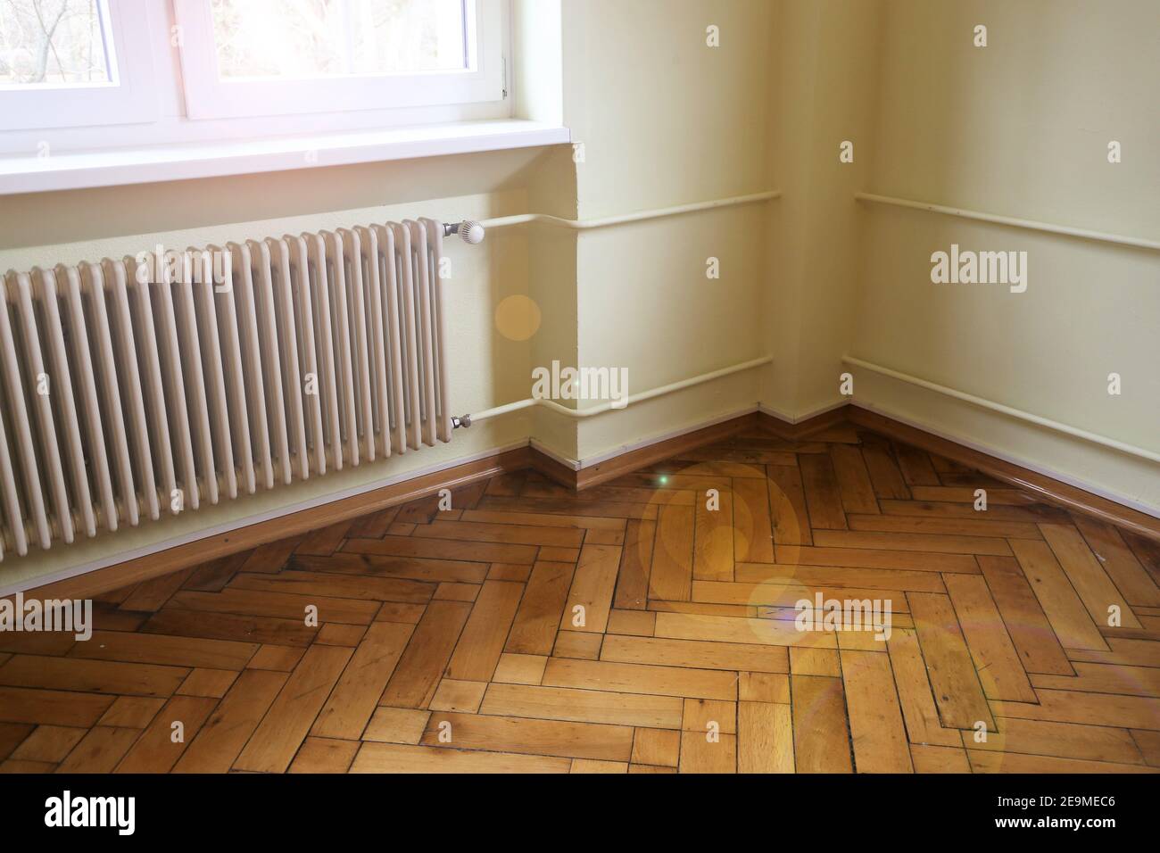 Pavimento in parquet herringbone Foto Stock