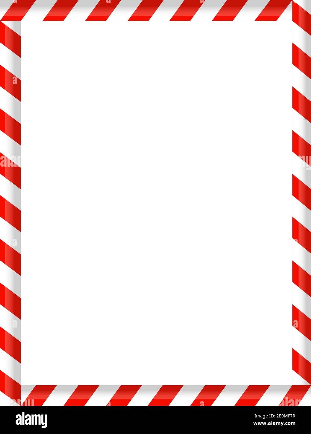 Le caramelle Candy cane come cornice di bordo sfondo bianco, Natale Capodanno Natale Illustrazione Vettoriale