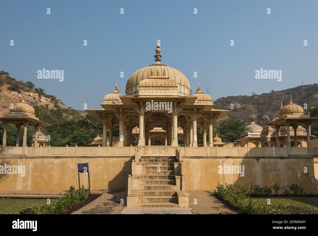 India Rajasthan Jaipur Gaitor Cenotaph eretto al posto di Cremazione di Maharajas Foto Stock