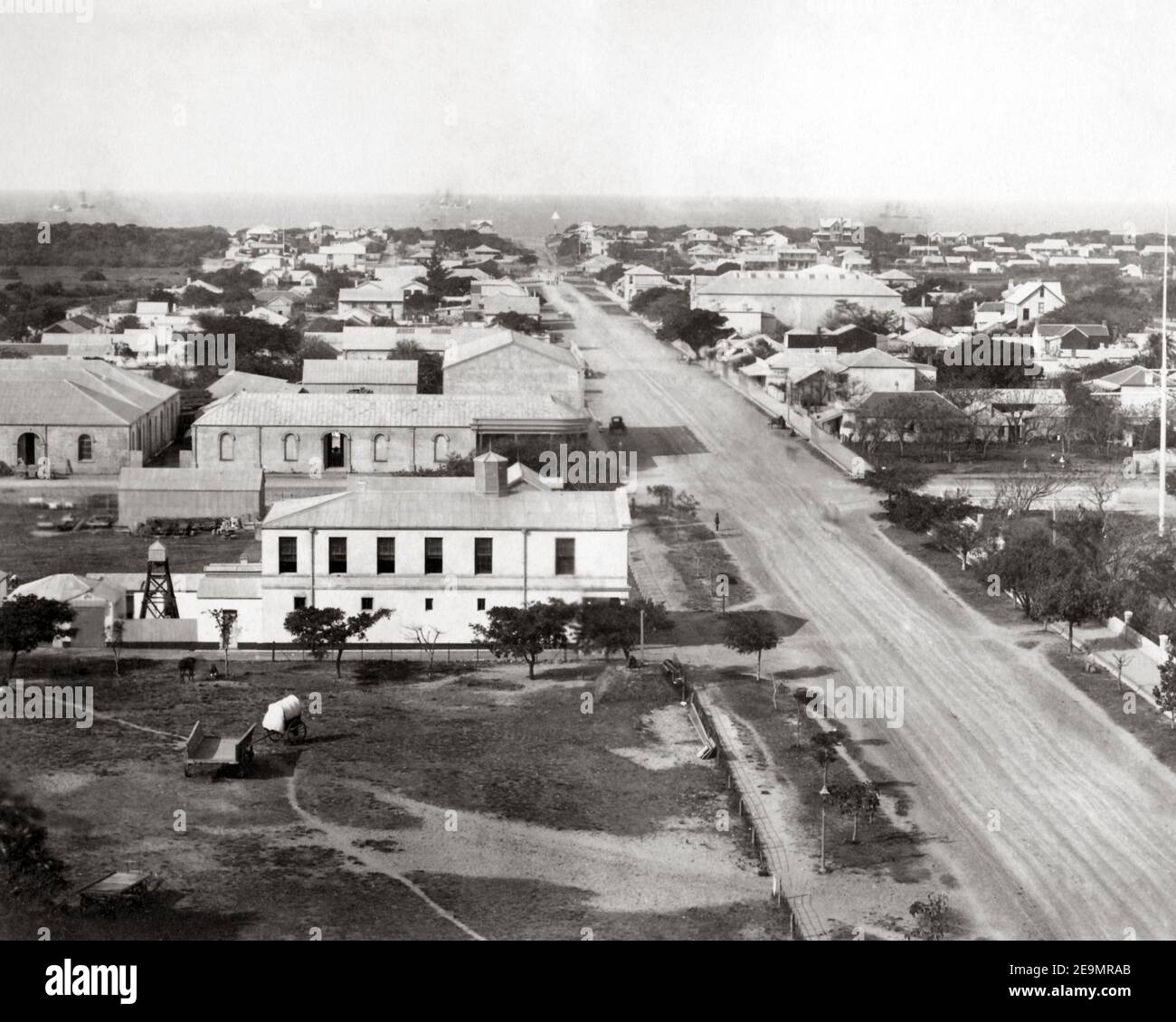 Foto del tardo 19 ° secolo - vista ad alto angolo della strada a Durban, Sudafrica Foto Stock