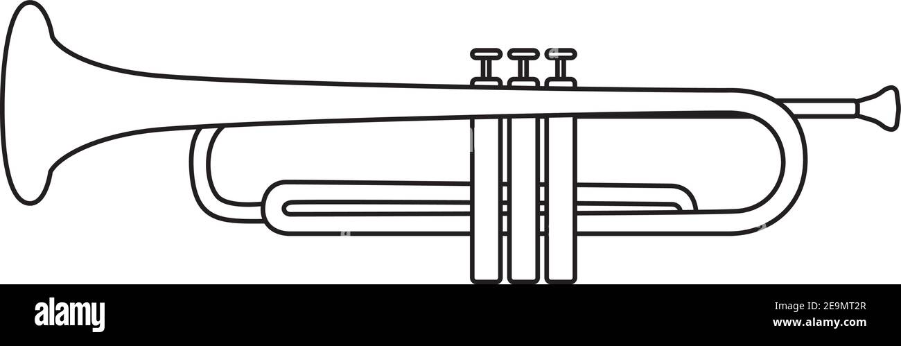 Tromba strumento in ottone utilizzato nella musica classica e jazz Illustrazione Vettoriale