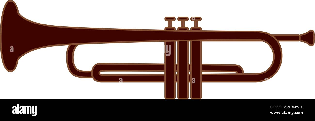 Tromba strumento in ottone utilizzato nella musica classica e jazz Illustrazione Vettoriale